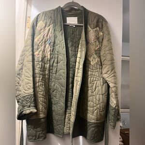 Anthropologie Army Green Quilted Jacket